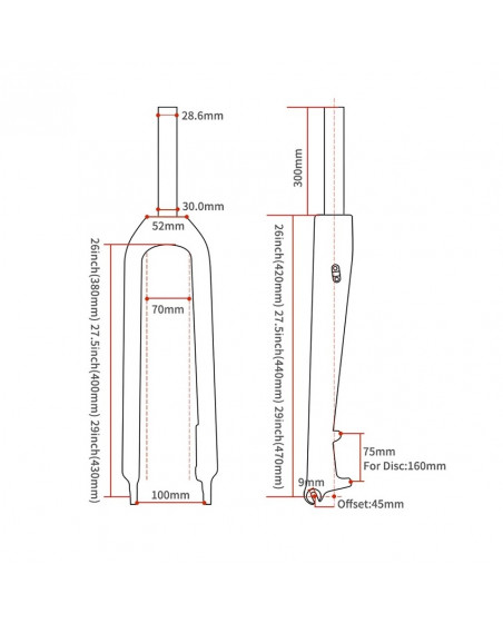 fourche 26 pivot droit